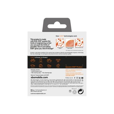 3. SBS Active Camera Lens D3O gehärtetes Glas für iPhone 16 / 16 Plus