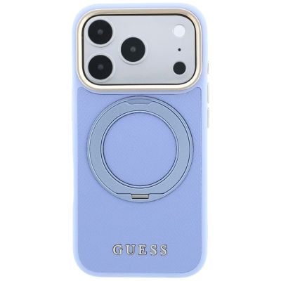 3. Guess Ring Stand 360 Grained Classic Logo MagSafe Hülle für iPhone 18 Pro / 17 Pro – hellblau