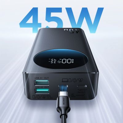 14. Joyroom JR-PBF02 Pro 20000 mAh 45W Powerbank mit Digitalanzeige, 2x USB-A, 2x USB-C – Schwarz