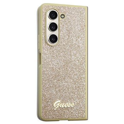 5. Guess Glitter Script Hülle für Samsung Galaxy Z Fold 5 – Gold