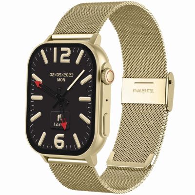 2. Smartwatch Gravity GT15-7 mit pinkfarbenem Silikonarmband und goldenem Armband