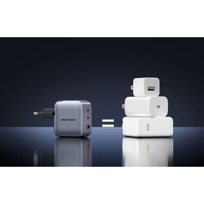 3. Vention 70W GaN PD Ladegerät, 1x USB-A, 2x USB-C, Schwarz
