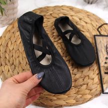 Jr Nazo Tanz-Ballettschuhe aus schwarzem Leder mit Gummibändern