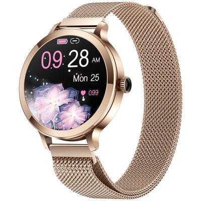 VELTORI VT340-1 Damen-Smartwatch, Goldarmband + rosa Silikonarmband