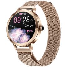VELTORI VT340-1 Damen-Smartwatch, Goldarmband + rosa Silikonarmband