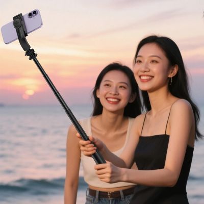 11. Acefast E42 Selfie-Stick mit automatischem Stativ und Bluetooth-Fernbedienung, 1,05 m – Schwarz