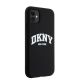 5. DKNY Liquid Silicone MagSafe Hülle für iPhone 11/Xr, Weiß, mit aufgedrucktem Logo, Schwarz