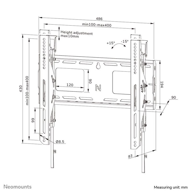 16. Neomounts WL35-750BL14 TV-Wandhalterung 190,5 cm (75") Schwarz