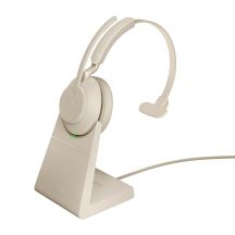 Jabra Evolve2 65 MS Mono Link380c Kabelloser Over-Ear-Kopfhörer, Beige + Ständer