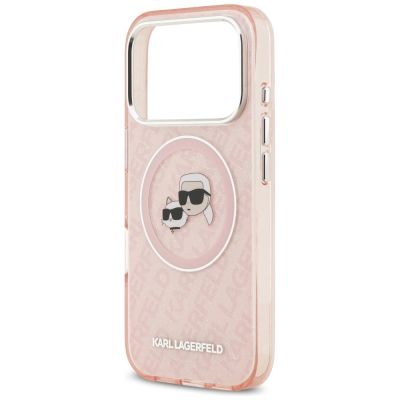 6. Karl Lagerfeld IML Glitter Karl & Choupette Heads Logo MagSafe Hülle für iPhone 17 Pro - Pink