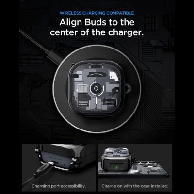 9. Spigen Ultra Hybrid Zero One Hülle für Samsung Galaxy Buds 4 / 4 Pro – Schwarz
