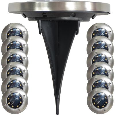 6. Solarlampe mit 8 SMD-LEDs zur Erdung, 12er-Set