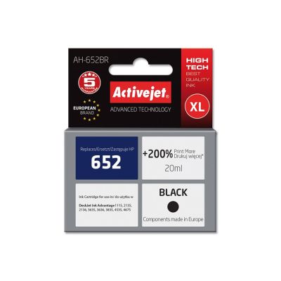 2. Activejet AH-652BR Tinte (ersetzt HP 652 F6V25AE; Premium; 20 ml; Schwarz)