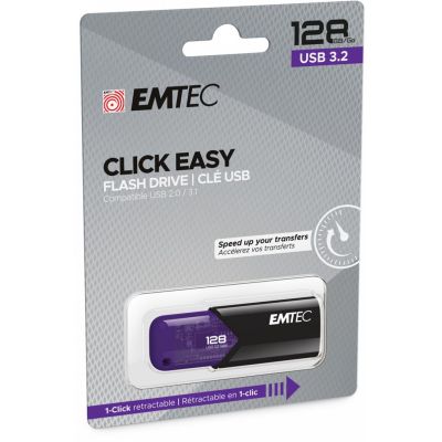 3. Emtec Click Easy USB-Stick 128 GB USB Typ-A 3.2 Gen 1 (3.1 Gen 1) Schwarz, Lila