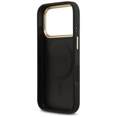 7. Guess Peony Hot Stamp MagSafe Case für iPhone 17 Pro - Schwarz