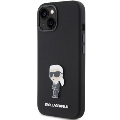 2. Karl Lagerfeld Silikon Ikonik Metal Pin Hülle für iPhone 15 Plus / 14 Plus – Schwarz