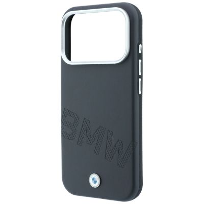 6. BMW-Logo mit schrägen Prägebuchstaben, MagSafe-Hülle für iPhone 17 Pro Max / 18 Pro Max – Grau