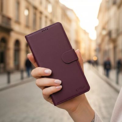 12. Tech-Protect Brieftaschenhülle für Samsung Galaxy A57 5G – Burgunderrot