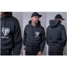 Ich suche ein marineblaues Sweatshirt mit Reißverschluss in Größe M