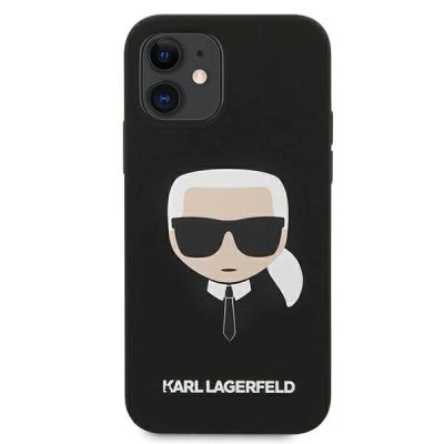 3. Karl Lagerfeld Silikonhülle mit Karls Kopf für iPhone 12 mini – Schwarz