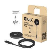 CLUB3D CAC-3027 Handy-Ladegerät für Smartphones, universelles schwarzes DC-Wireless-Ladegerät mit Schnellladefunktion (intern)