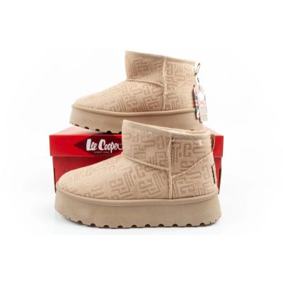 10. Lee Cooper Damen Winter Schneestiefel Modische Fell gefütterte Stiefeletten Beige