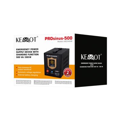 3. KEMOT PROsinus-500 Notstromversorgung, reiner Sinuswellenwandler mit Ladefunktion 12 V/230 V 500 VA/300 W – Schwarz