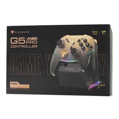 3. Machenike G5Pro Premium Edition Kabelloser Gamecontroller mit Ladestation – Schwarz und Gold