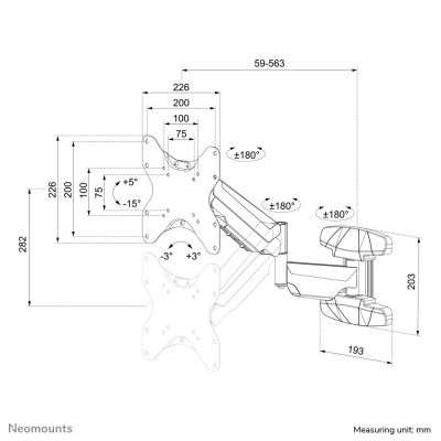 14. Neomounts WL70-550BL12 Monitorhalterung/Ständer 106,7 cm (42") Wandmontage Schwarz
