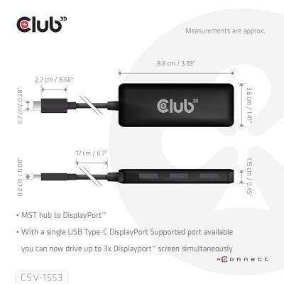 4. CLUB3D CSV-1553 USB-Type-C-Hubs und -Konzentratoren, Schwarz