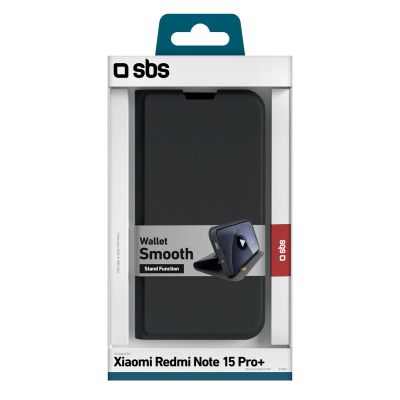 2. SBS Wallet Smooth Case für Xiaomi Redmi Note 15 Pro+ mit Klappdeckel – Schwarz
