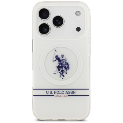 3. US Polo DH und Bottom Stripe Logo MagSafe Hülle für iPhone 17 Pro - Weiß