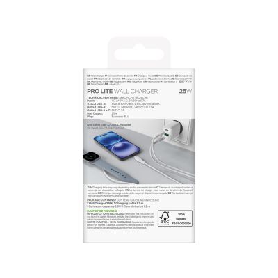 3. Puro PROLITE 25W USB-A / USB-C Wandladegerät + USB-C - USB-C Kabel 1,2m - weiß