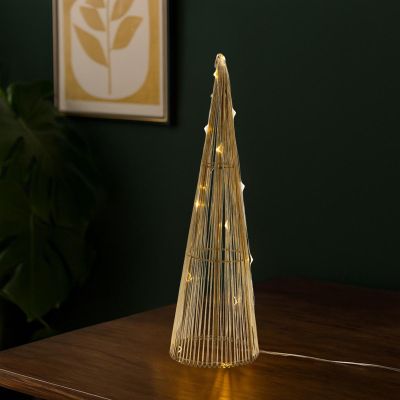 10. Dekorativer Weihnachtsbaum, goldfarben, LED, warmweiß, 40 cm