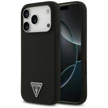 Guess Silikon Triangle Logo MagSafe Case für iPhone 17 Pro Max - Schwarz