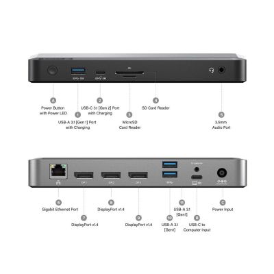 8. ALOGIC DX3 Kabelgebundener USB 3.2 Gen 1 (3.1 Gen 1) Typ-C Laptop, Schwarz, Grau