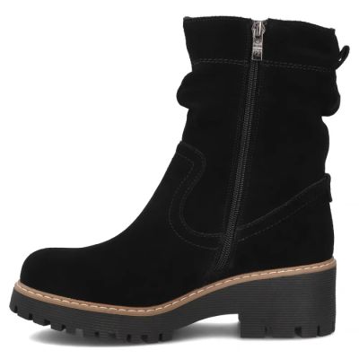 3. Damen-Ankle-Boots aus Leder, gerüscht, schwarz, Filippo DBT6402