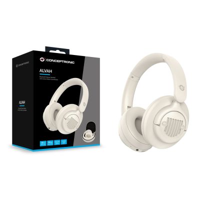 4. Conceptronic ALVAH02C Kopfhörer/Headset, kabelgebunden & kabellos, mit Bluetooth-Funktion, Creme
