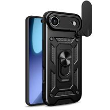 Hybrid Armor Camshield iPhone 17 Air Hülle mit Ständer und Kameraabdeckung - Schwarz