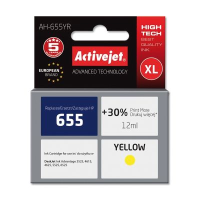 Activejet AH-655YR Tinte (ersetzt HP 655 CZ112AE; Premium; 12 ml; gelb)