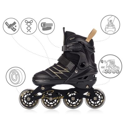 16. Meteor M 34-38 Buzzy Rollschuhe Schwarz/Gold