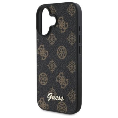 6. Guess Peony Script MagSafe-Hülle für iPhone 16 – Schwarz
