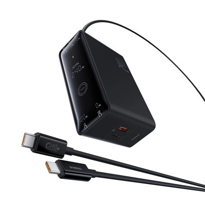Baseus Digital GaN 3xUSB-C 1xUSB-A 240W Wandladegerät mit Netzkabel – Schwarz