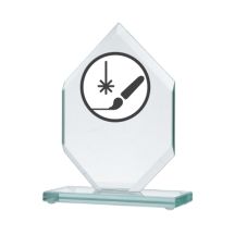 Gravierte Glastrophäe + Farbfüllung