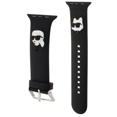 3. Karl Lagerfeld 3D Rubber Karl&Choupette Heads Armband für Apple Watch 42/44/45/49 mm – Schwarz