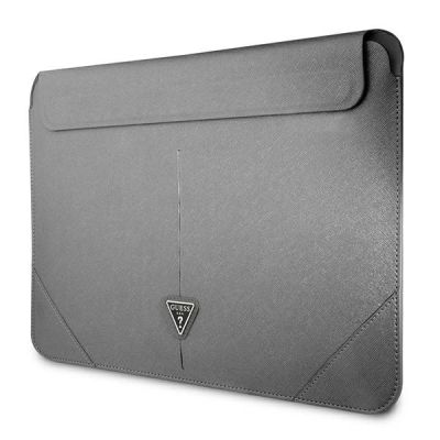 2. Guess Saffiano Triangle Logo-Tasche für einen 14-Zoll-Laptop – Silber