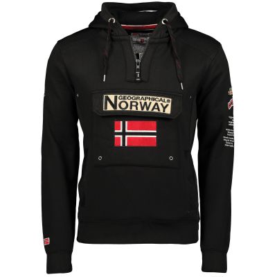 Herren-Sportpullover Geographical Norway GYMCLASS BLACK DB MEN 100 mit Kapuze, schwarz (WU4185H-GN-BLACK)