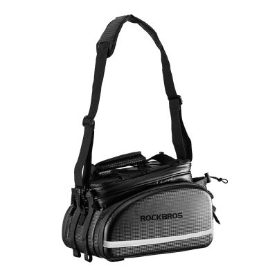 4. Rockbros A6-6 Fahrradtasche für den Kofferraum, 35 l, mit ausklappbaren Taschen – Schwarz