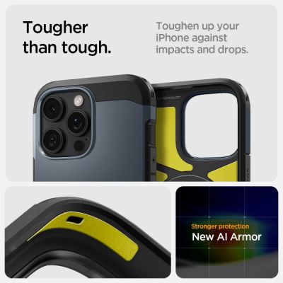 9. Spigen Tough Armor MagSafe Hülle mit Ständer für iPhone 16 Pro Max – Dunkelgrau