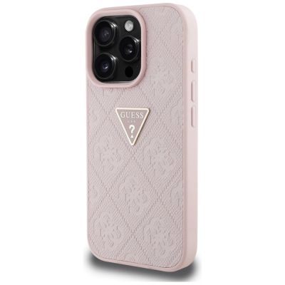 2. Guess Hot Stamp 4G Pattern Triangle Metal Logo iPhone 16 Pro Hülle - Rosa